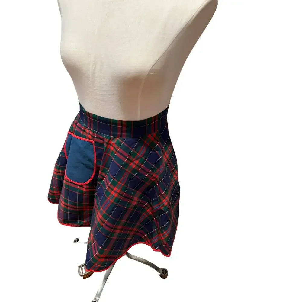 Vintage Tartan Plaid Holiday Half Apron